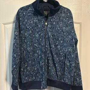 Athleta light weight blue patterned bomber jacket